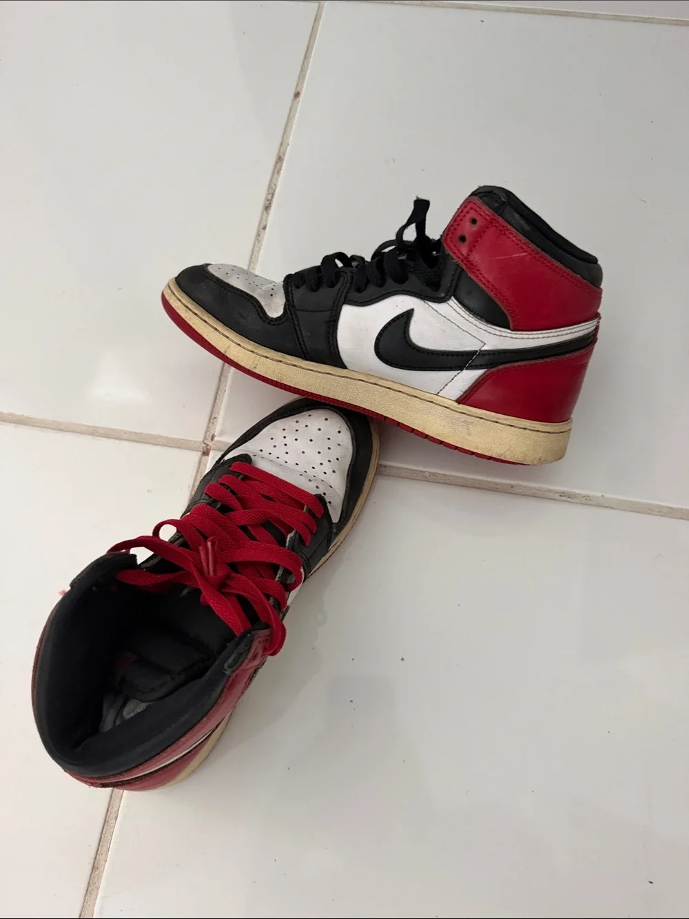 Nike Kids High-Top Sneakers in Red, Black & White